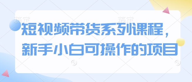 短视频带货系列课程，新手小白可操作的项目-仙女副业网