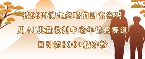 被99%博主忽略的财富密码：用AI批量收割中老年情感赛道，日引流300+精准粉-仙女副业网