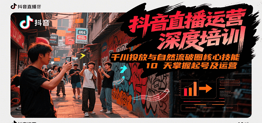 抖音直播运营深度培训，千川投放与自然流核心技能，10天掌握起号及运营(6-7月新课)-仙女副业网