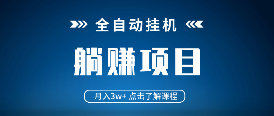 全自动挂机项目 月入3w+ 真正躺平项目 不吃电脑配置 当天见收益-仙女副业网
