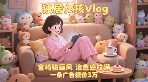 单个账号涨粉71W！用AI制作独居女孩Vlog，宫崎骏画风，治愈感拉满，一条广告报价3W-仙女副业网