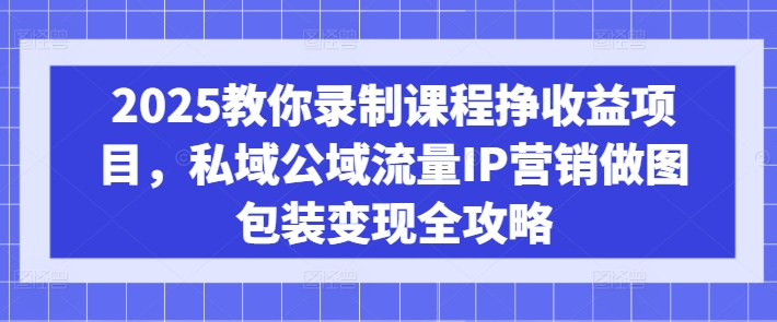 2025教你录制课程挣收益项目，私域公域流量IP营销做图包装变现全攻略-仙女副业网
